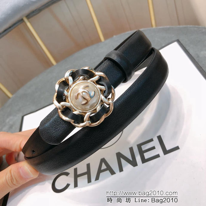 CHANEL香奈兒 18新款 20MM精品 進口光滑優雅牛皮小妖帶 CC穿皮鏈條經典銅扣  xfp1045